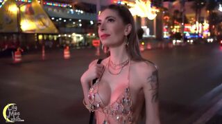 Hot wife showing off her body to strangers on the Las Vegas Strip