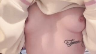 Nipple play Redhead Small pierced tits - solo female masturbation