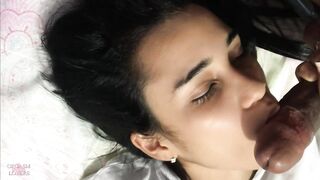 Massage with my cock on your face | slow blowjob + CUM IN MOUTH