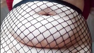 Teasing and wearing fishnets