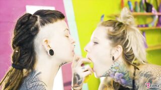 Alternative girls enjoy a strap on fuck fest