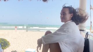 Me- Teen Girl From the Beach Makes a Food Fetish Right on Dick and Sucks with Moans, Blowjob POV