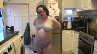 Sexy Shy Big Boobs Step-mom Stripping in Shorts in the Kitchen