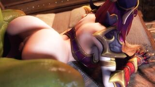 Alexstrasza and the orc have intense sex