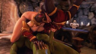 Alexstrasza and the orc have intense sex