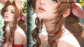 Aerith Gainsborough from Final Fantasy shows off her perfect body