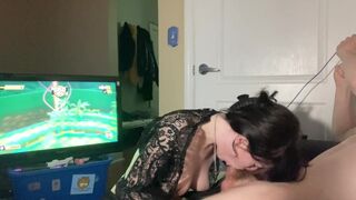 Edging his cock with my mouth and pussy, stopping when he dies in Super Monkey Ball