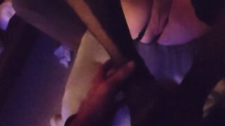 Lingerie Lovers - Dark Mode POV Standing Footjob with Beaver Background