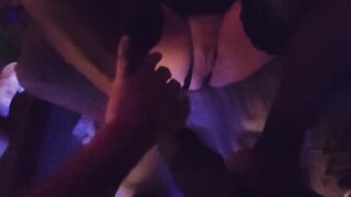 Lingerie Lovers - Dark Mode POV Standing Footjob with Beaver Background