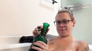 BBW step mom MILF smoking 420 fetish wet in the bathtub