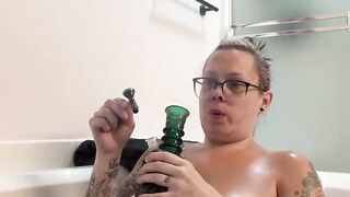 BBW step mom MILF smoking 420 fetish wet in the bathtub