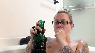 BBW step mom MILF smoking 420 fetish wet in the bathtub