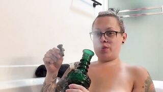 BBW step mom MILF smoking 420 fetish wet in the bathtub