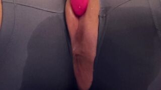 Sneaking away to masturbate through my torn gym shorts! (Squirting)