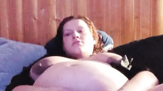 BBW wife masturbating while I sit off to the side and watch