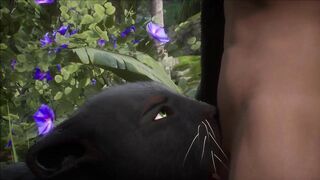 Realistic furry suit blowjob and fucking (black panther version)