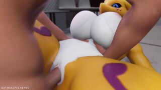 Sexy Digimon MILF Renamon caught on cam in laundry