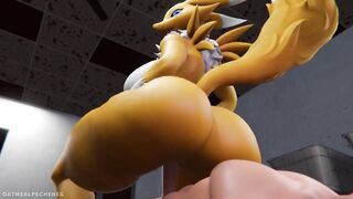 Sexy Digimon MILF Renamon caught on cam in laundry