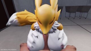 Sexy Digimon MILF Renamon caught on cam in laundry