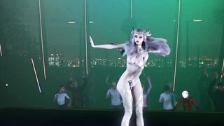 3D big boobs slut Asian cosplay model public naked