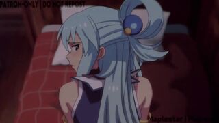 Aqua loses a bet with Kazuma and has to pay