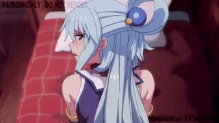 Aqua loses a bet with Kazuma and has to pay