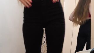 Mom Jeans High Waisted Try On 4k Mirror View Petite Redhead LeverageURAssets 33