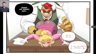 Peach wants to fuck her boss Bowser's gigantic cock with her little pussy