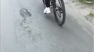 A Bike Ends with a Hot Blowjob in the Forest