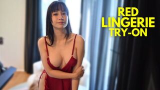 4K Transparent Red Dress Lingerie Try On Haul with Elixir Elf