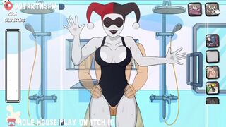 Classic Harley Quinn Fucked In The Shower Against The Glass - Hole House Game