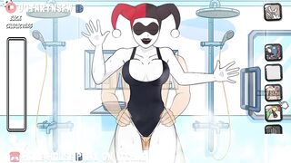 Classic Harley Quinn Fucked In The Shower Against The Glass - Hole House Game