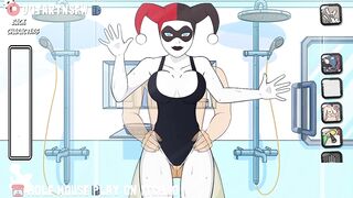 Classic Harley Quinn Fucked In The Shower Against The Glass - Hole House Game