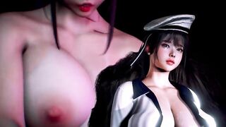 3D big boobs Asian whore naked her huge boobs shaking her natural ass