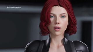 Black Widow Rough Gangbang Facial Cumshot - 3D Animation