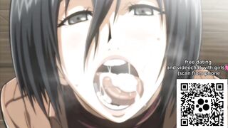 Mikasa Ackerman sucks cock, mouth full of cum, she likes it - Attack On Titan Hentai Uncensored